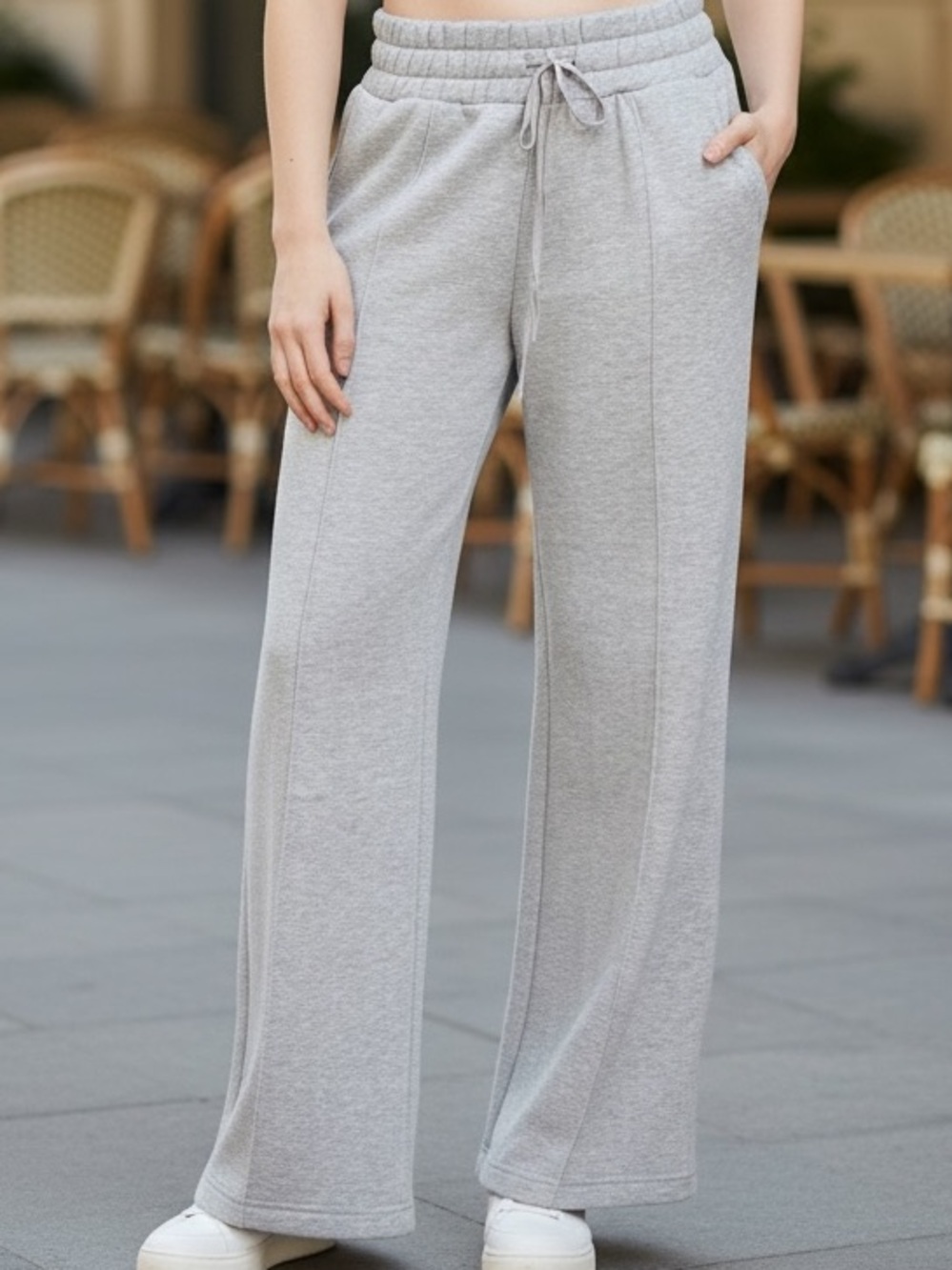 NWT Blogilates Travel Trouser Sweats Heather Grey Wide Leg Size Medium